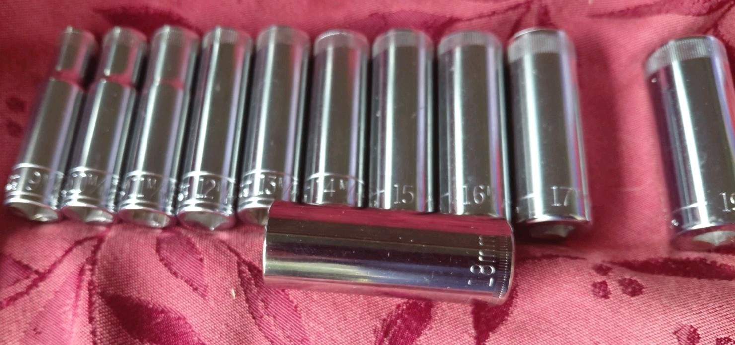 Vintage Craftsman 3/8″ Drive Metric Deep Socket Set 9mm – 19mm 6 Pt V Series