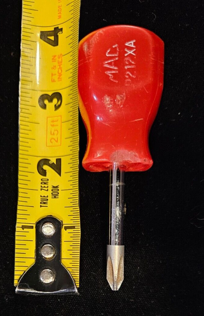 Mac Tools P212XA #2 Stubby Phillips Head Screwdriver Red Handle New Shank