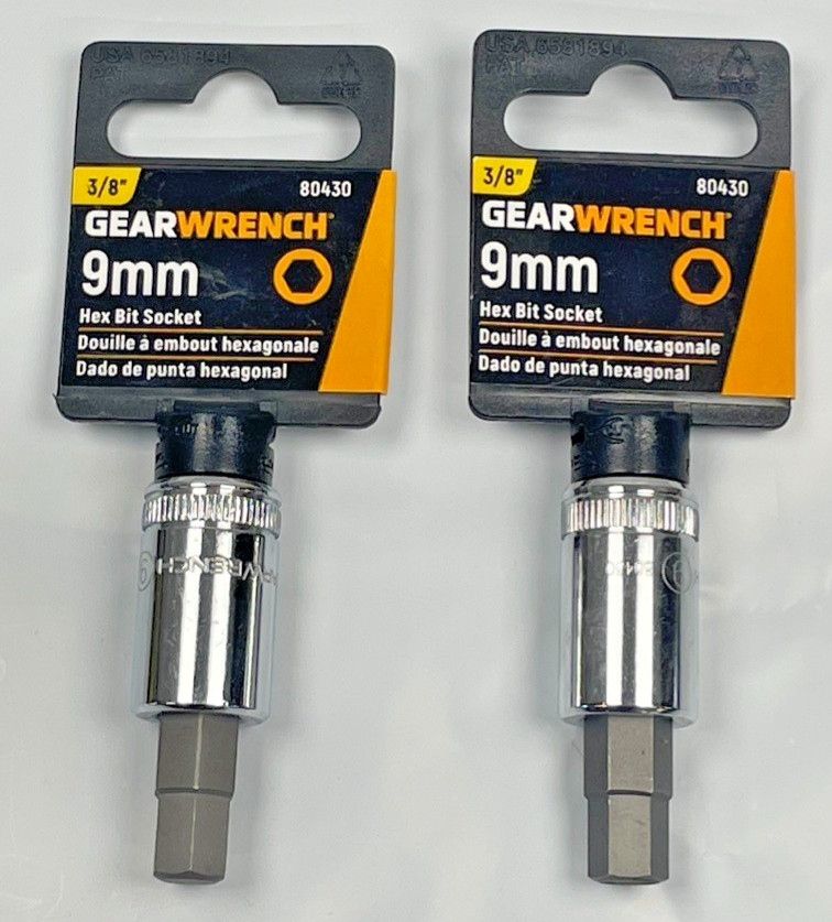 9mm GearWrench 3/8 Drive, HEX / ALLEN Bit Polished Socket , # 80430 ; 2 pack