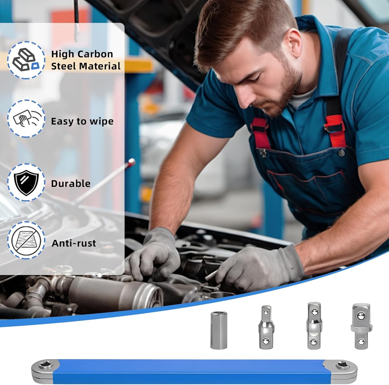 Offset Extension Wrench Set Ratchet Spanner Wrench Tool with Extender Adapter US