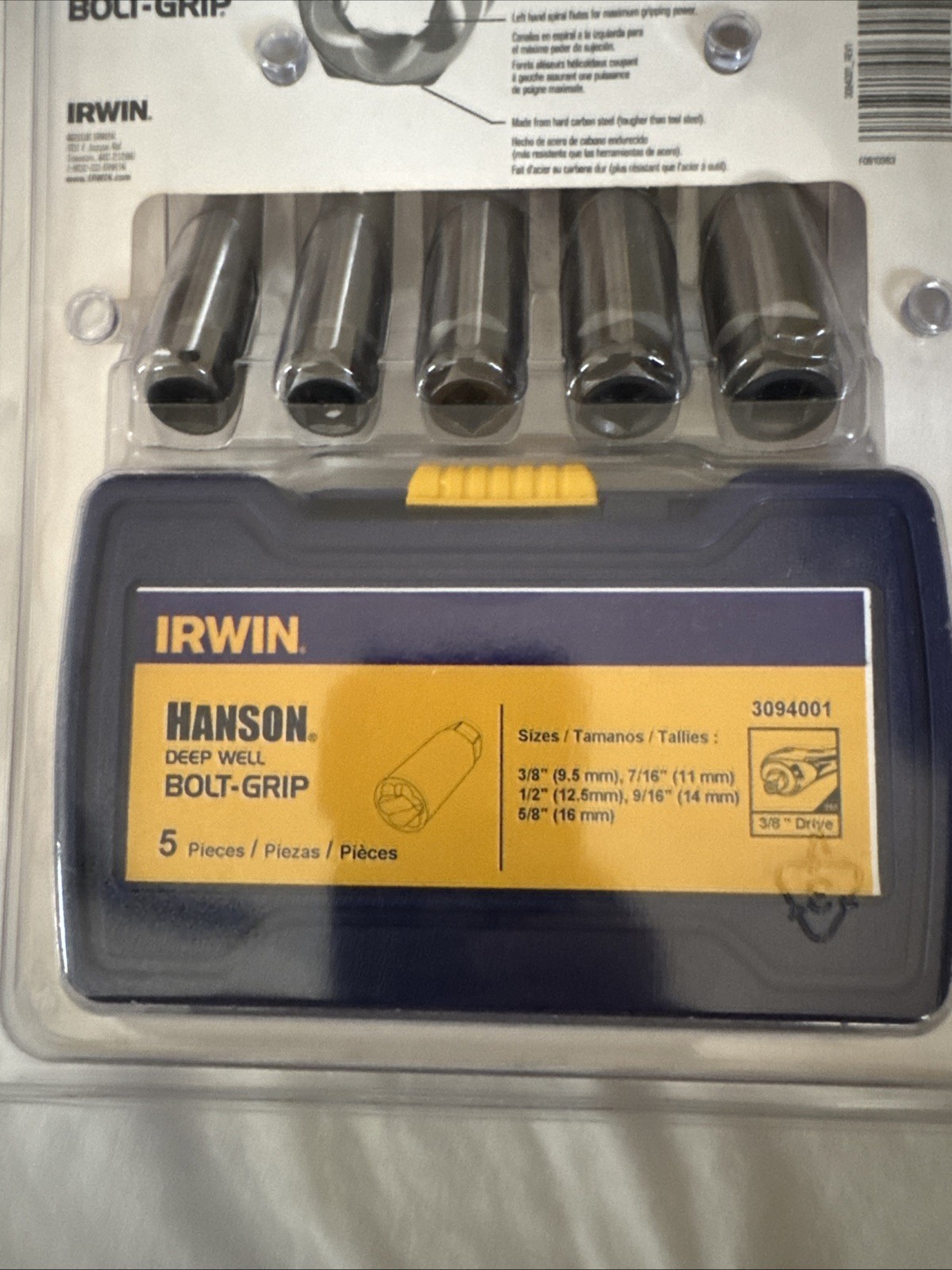 Irwin 3094001 Bolt Grip Damaged Screw and Bolt Deep Well Socket Extractor Set