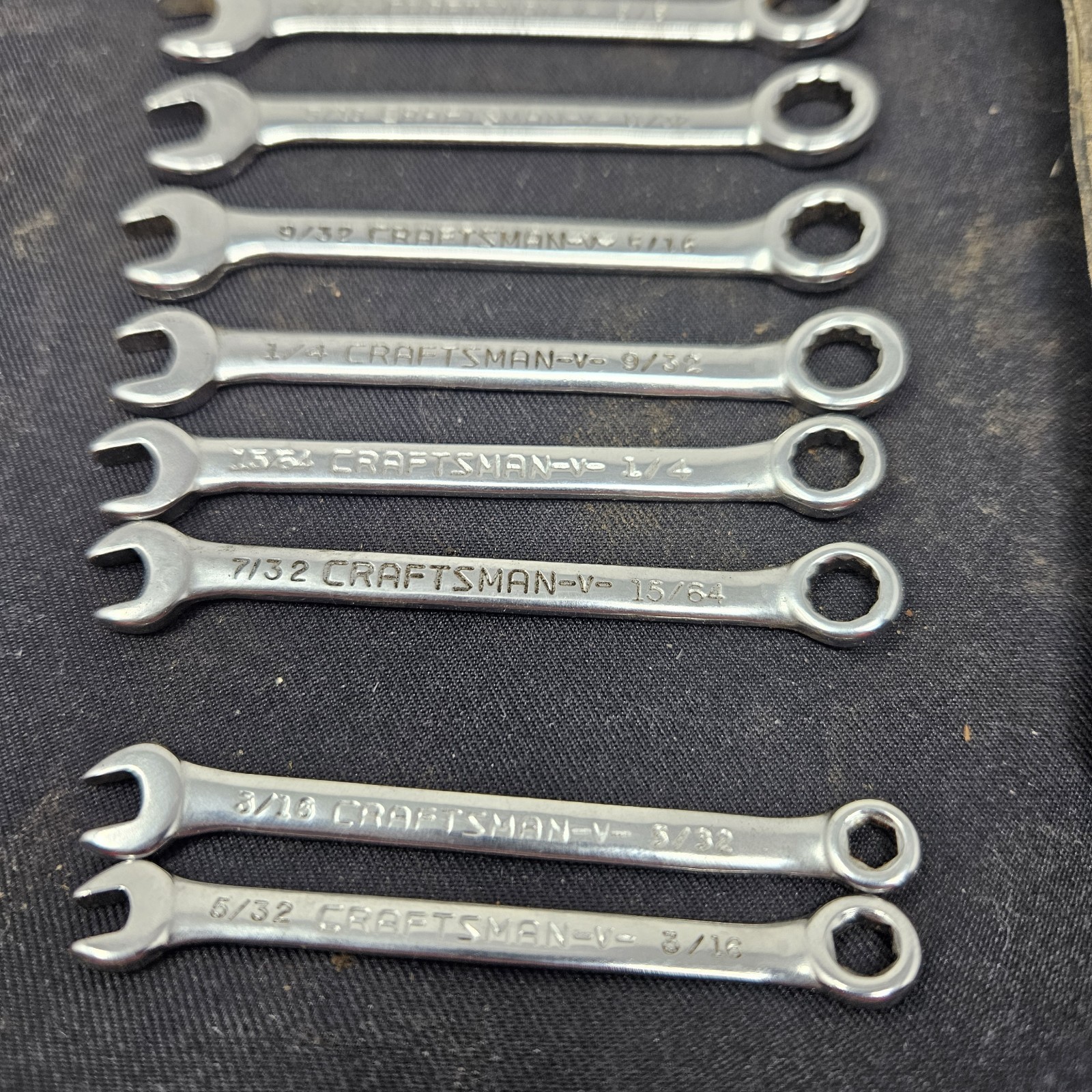 Craftsman 9 4306 Super-tuff 7 PC Set SAE Open End Ignition Wrench W/case USA
