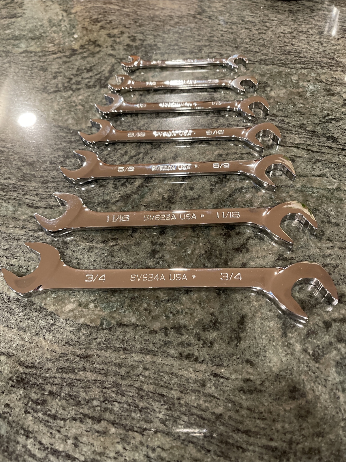 Snap On svs807a 3/8-3/4″ 7 pc flank drive plus four way angle head wrench set