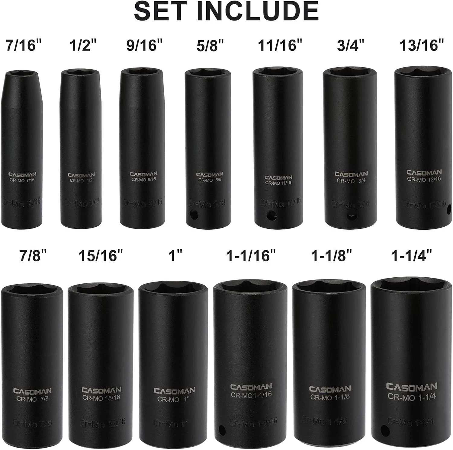 High-Visibility 13-Piece Impact Socket Set with Chrome Moly Steel Construction