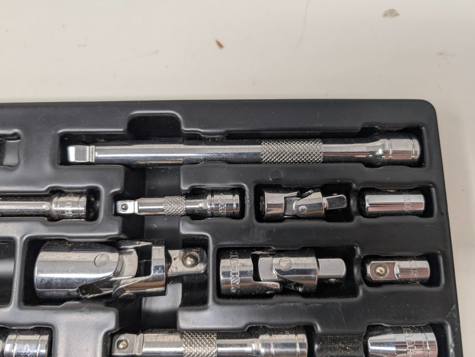Husky Socket Extension Adapter Universal Joint Set 17 Pc 1/4 3/8 1/2 Drive (96)