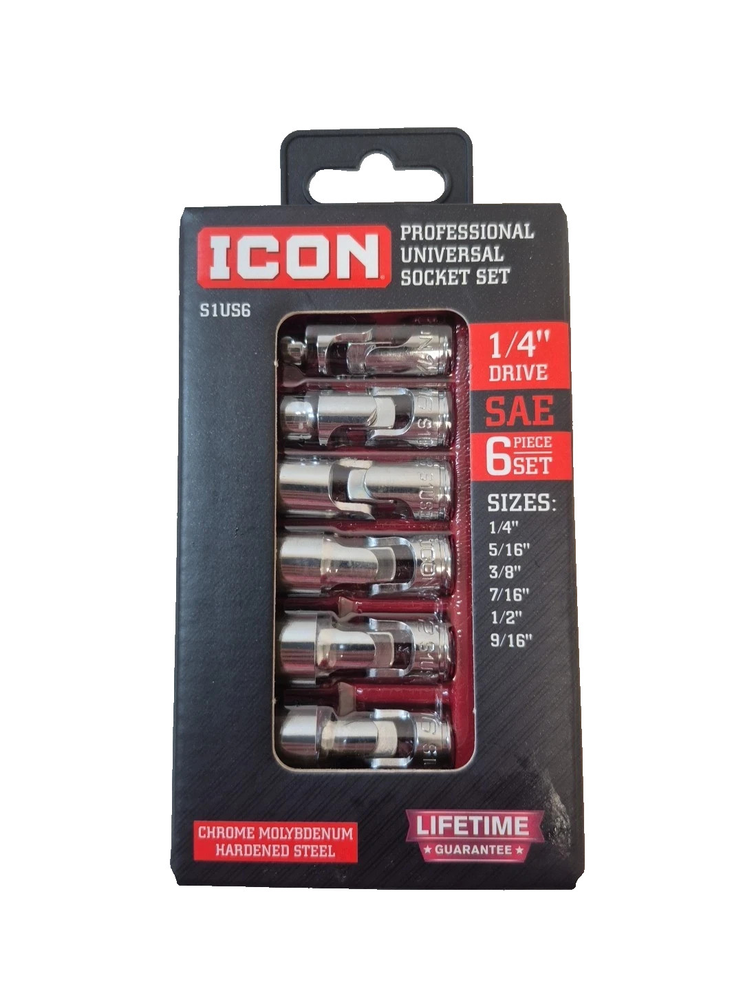 ICON 1/4 “Drive SAE Professional Universal Joint 6 Pcs Set 1/4” – 9/16” S1US6