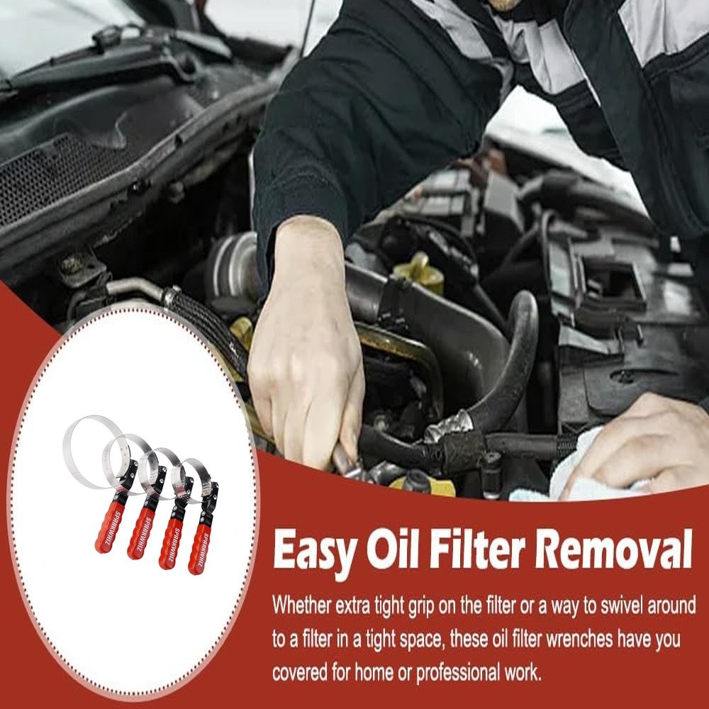7xAdjustable Standard Oil Filter Swivel Wrench Set w/Oil Filter Plier Heavy Duty