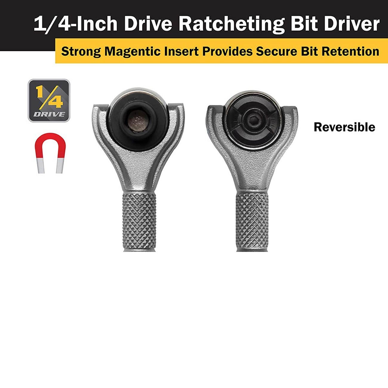 Titan 1/4″ Drive Aluminum Swivel Head Micro Ratchet Bit Driver w/PH1 & PH2 Bits