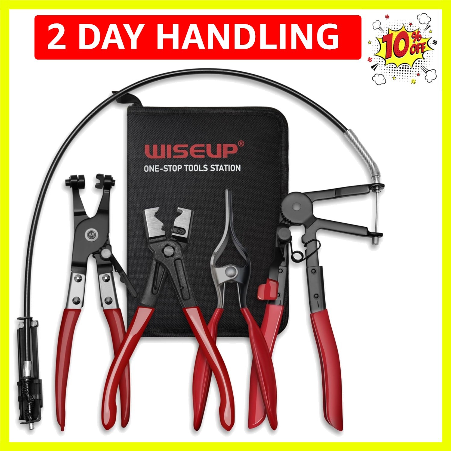 Wiseup 4-Piece Heavy-Duty Hose Clamp Pliers Set for Automotive & Industrial Use