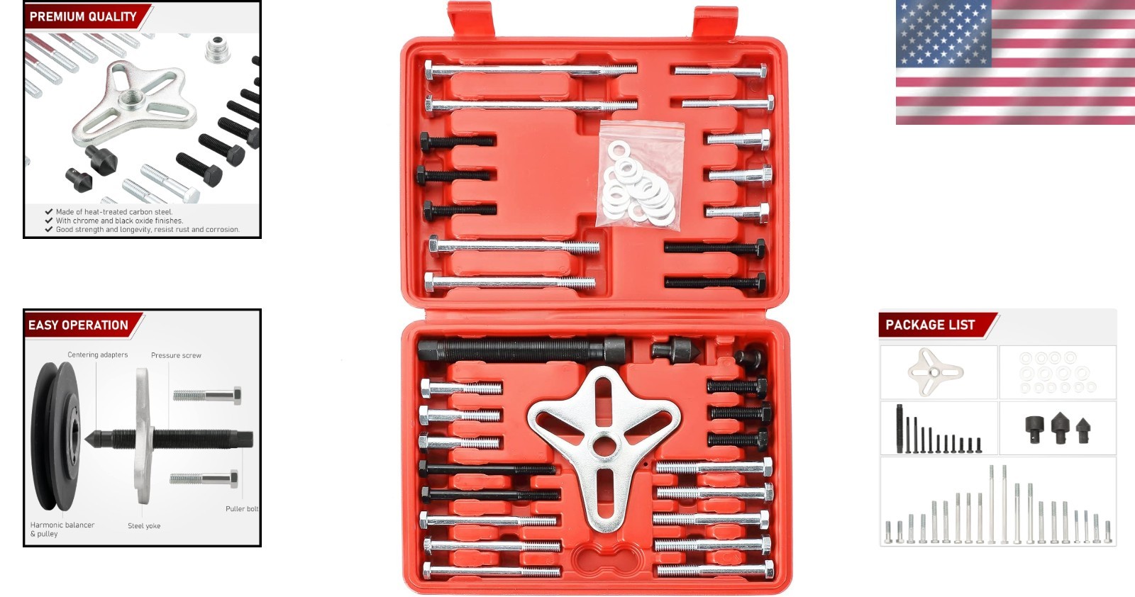 46PCS Harmonic Balancer Puller Set, Steering Wheel Puller Kit Steering Wheel …