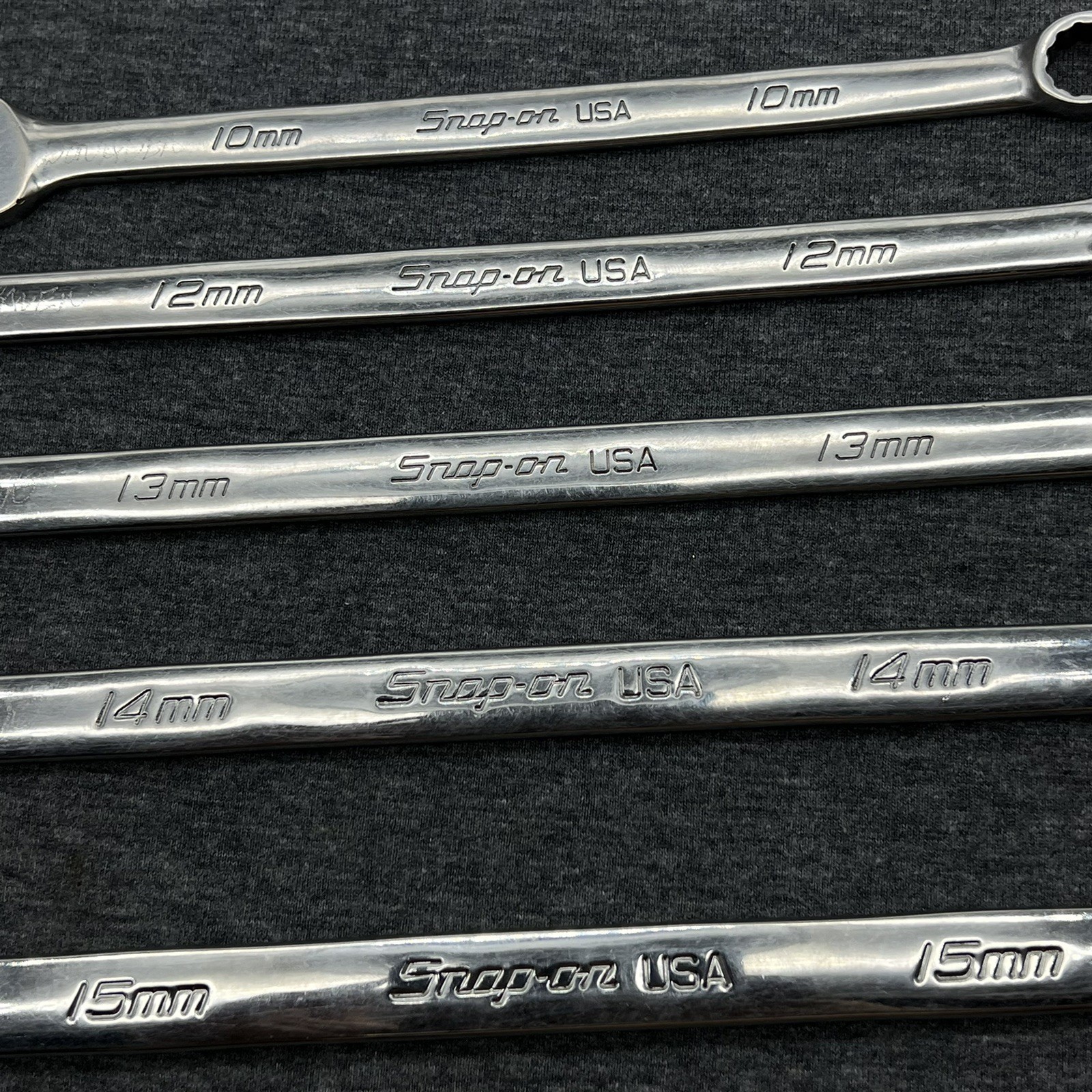 Snap-On 5pc Metric Flank Drive Long Wrench Set 12 Point SOEXLM 10mm-15mm USA