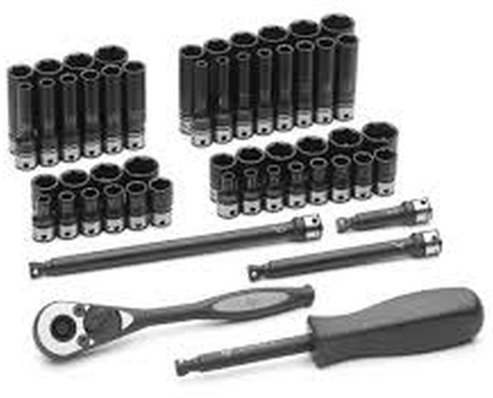 Grey Pneumatic 89653CRD 1/4» Dr 53Pcs Standard Deep SAE Metric DURO Socket