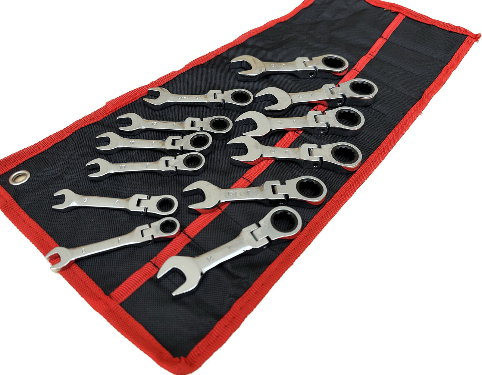 12pcs Combination End 72 Ratchet Teeth Stubby Wrench Set Metric 8-19mm 180° flex