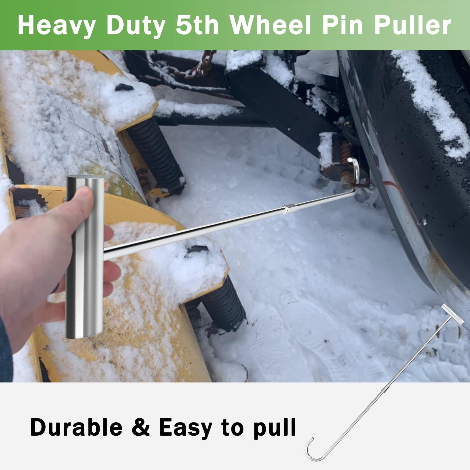 ForoGore 1 Pack 5th Wheel Pin Puller 32″ Solid Steel Chrome 1-Pack, Silver