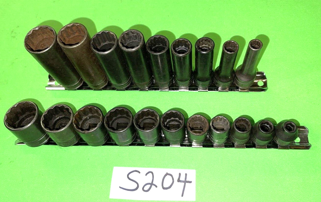 SNAP- ON TOOLS 20 PIECE 3/8 DRIVE SHORT & DEEP SAE. SOCKET SETS 12 POINT