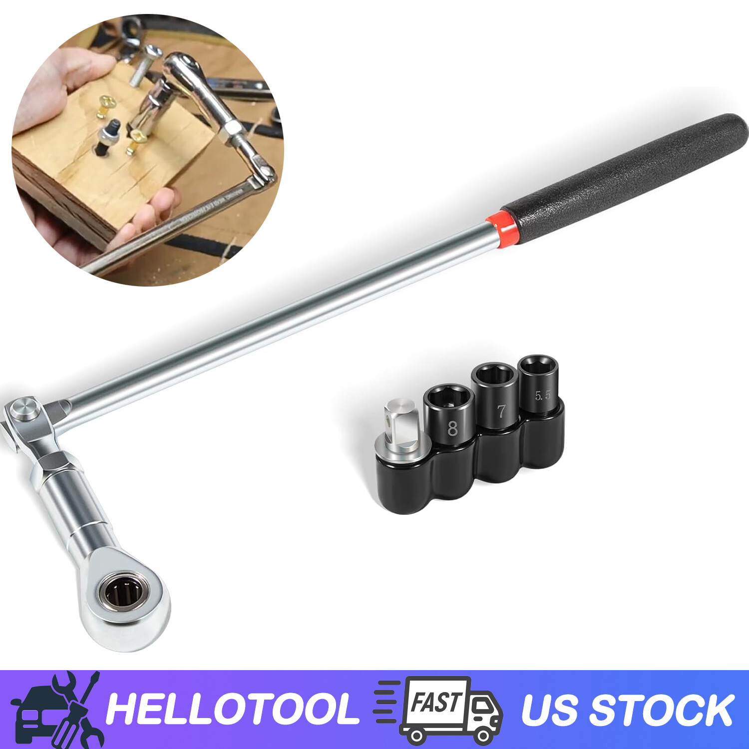 64180 Actuator Motor Tool Set W/5.5mm 7mm 8mm Socket & 1/4″ Square Drive Adapter