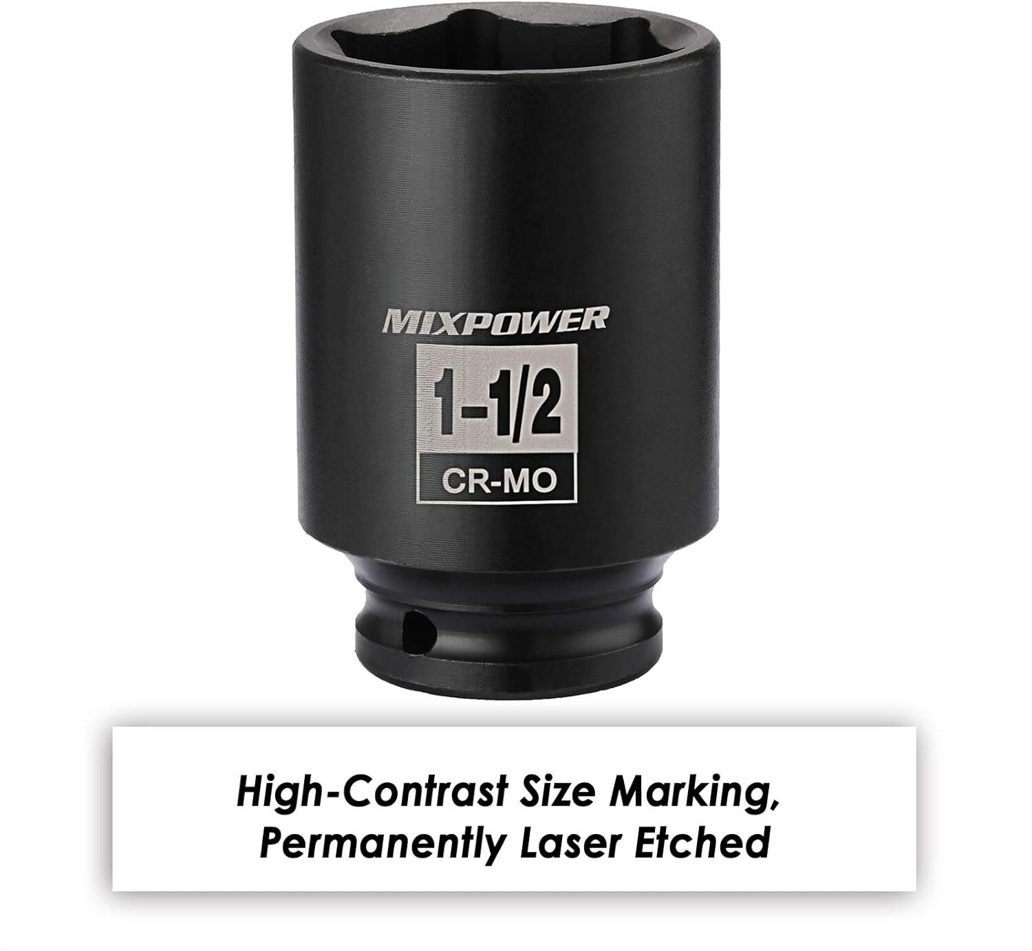 MIXPOWER 1/2 Inch Drive Deep Impact Socket 1-1/2 SAE, CR-MO, 1-1/2″