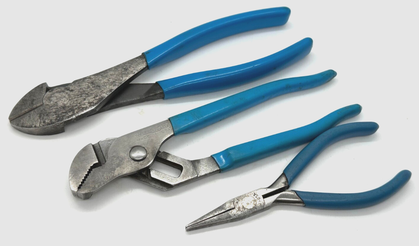 🇺🇸 Channel Lock Tools Diagonal Cutters Duck Bill Needle Nose Pliers Set Lot