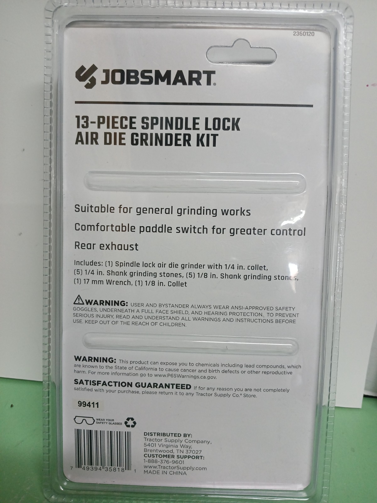 Jobsmart 13 pc Spindle Lock Air Die Grinder Kit