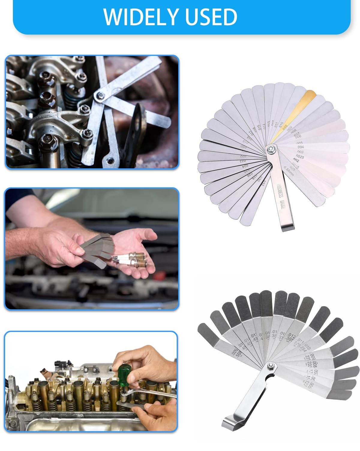 Feeler Gauges – 32 Blades Gauge Set Stainless Steel Dual Marked…