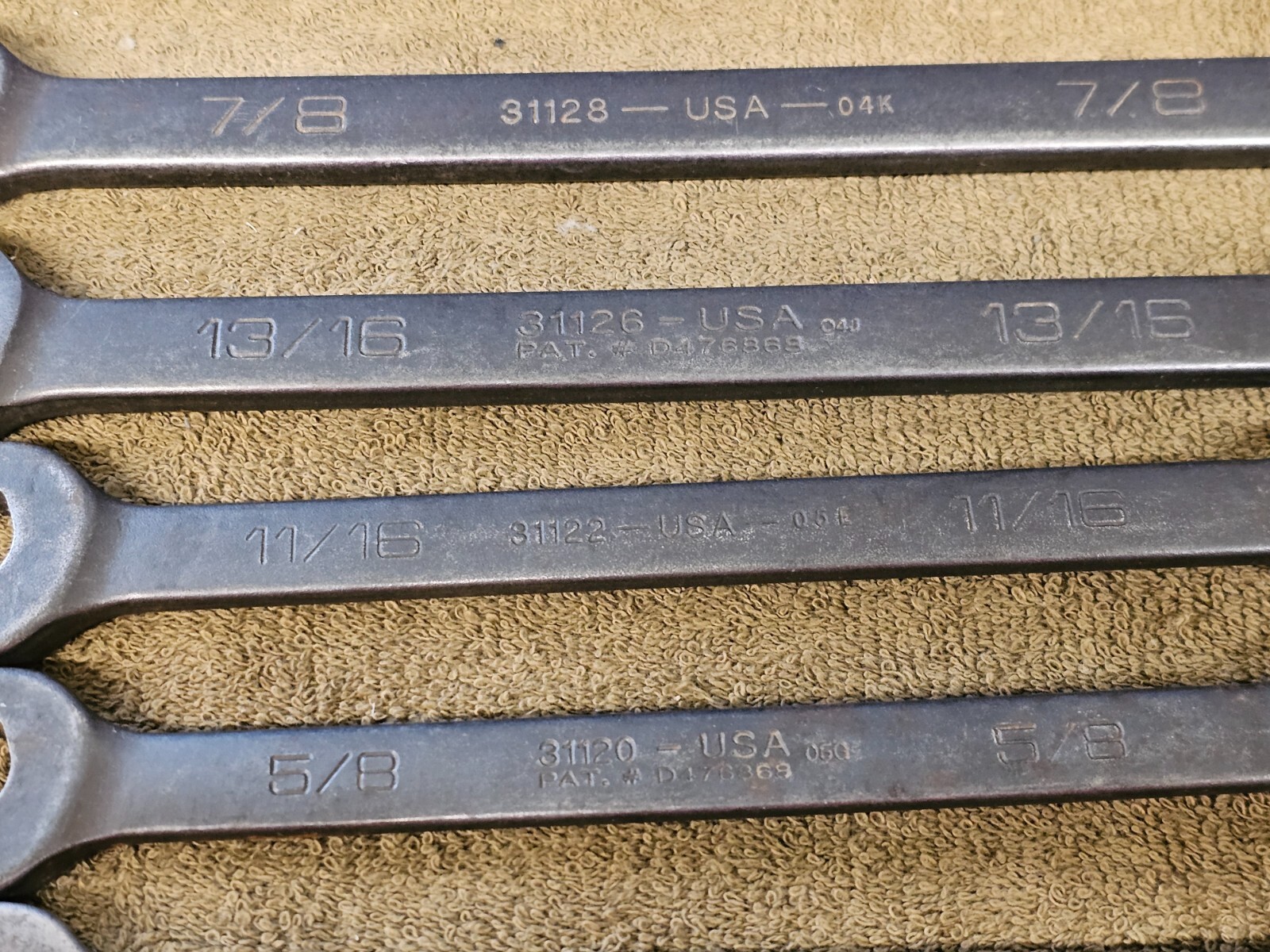 Wright Grip Combination Wrench Set Sae 1″ 7/8 5/8 9/16 1/2 3/8″ 31132 Black Tool