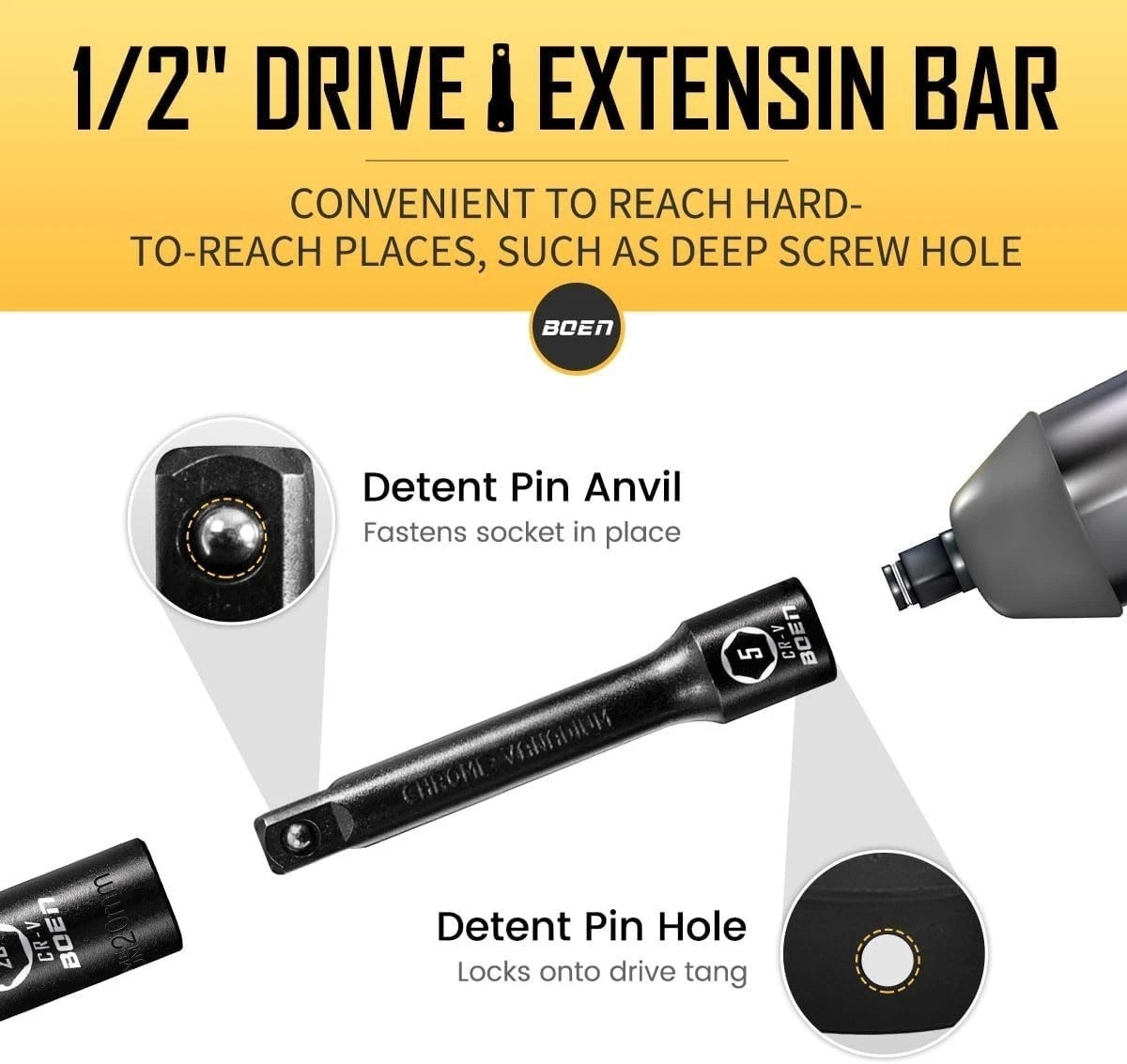 High-Durability 1/2″ Drive Impact Socket Set – 33 PCS with Extensions & Joint