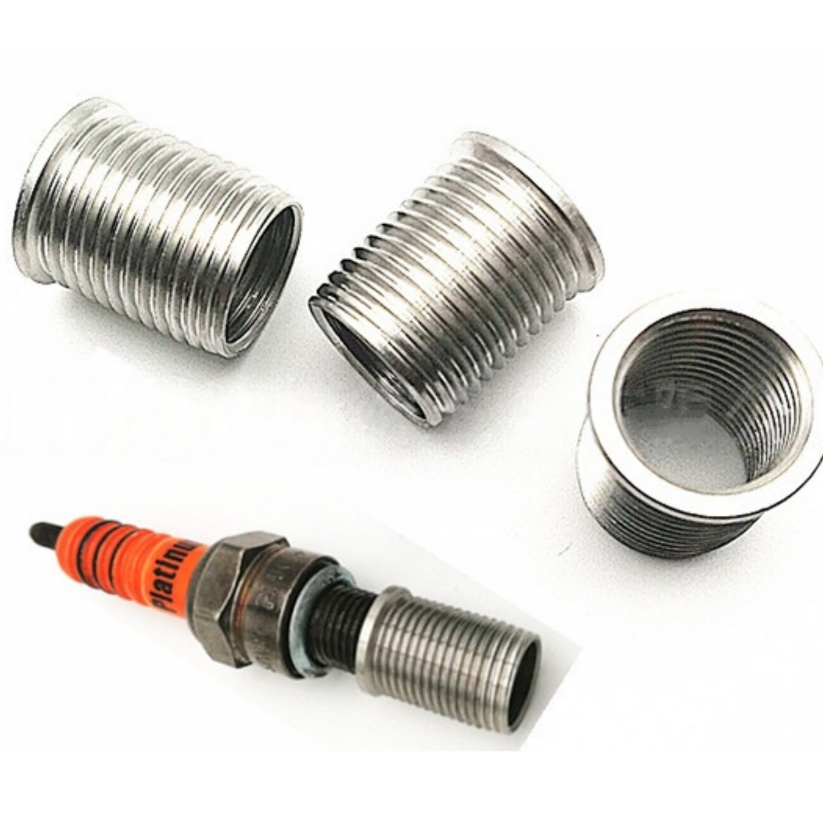 M14x1.25 to M18x1.5 Spark Plug Thread Repair Insert Kit, Blue White Zinc Coated