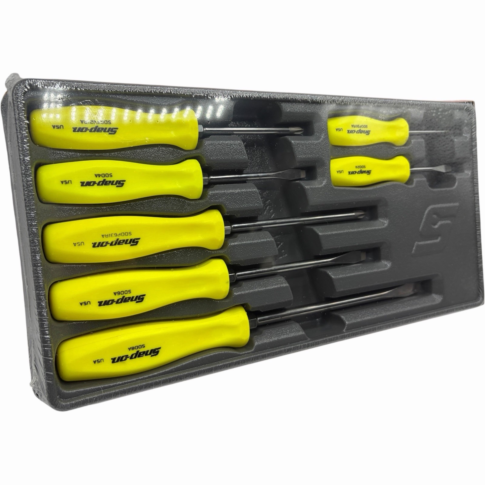Snap On Tools High Vis Yellow Hard Handle Combination Screwdriver Set SDDX70AHV