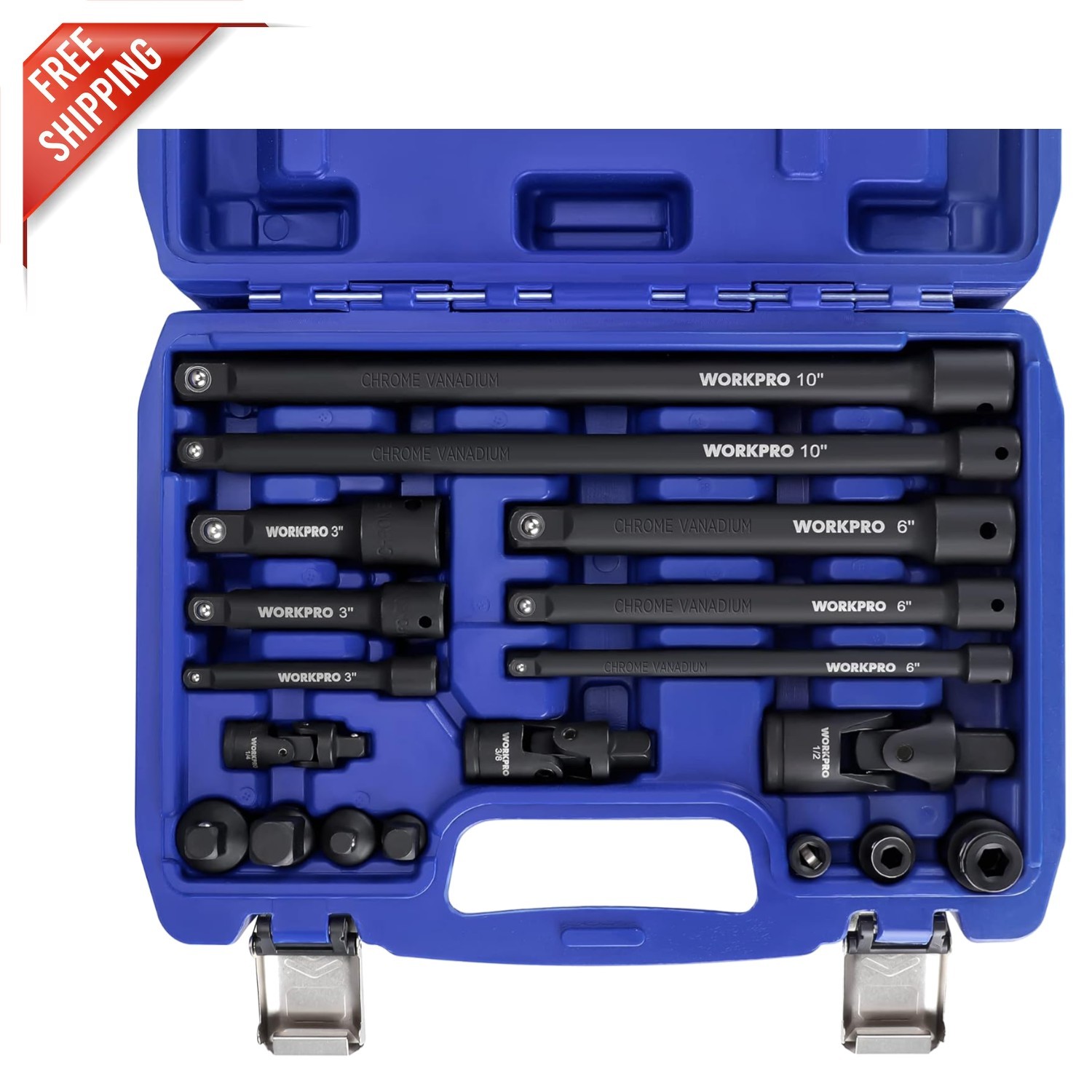 Versatile 18-Piece Impact Socket Extension Kit with Easy Identification Storage