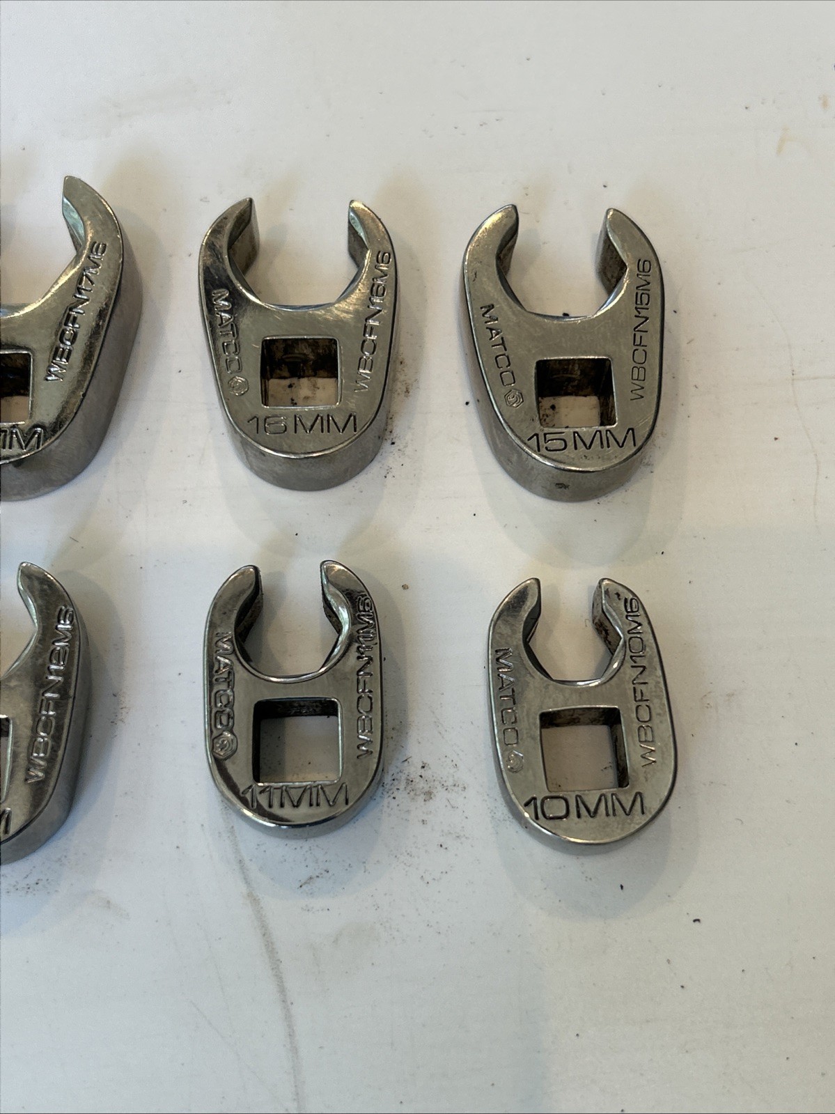Matco Tools SRBCFNM10C 10PC 3/8» Metric 10-19mm Crowfoot Flare Nut Wrench Set