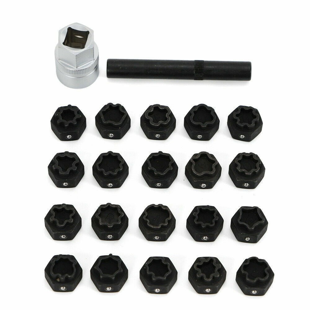 22pcs Universal Wheel Locking Key Socket Wheel Rim Lug Nut Master Removal Tool