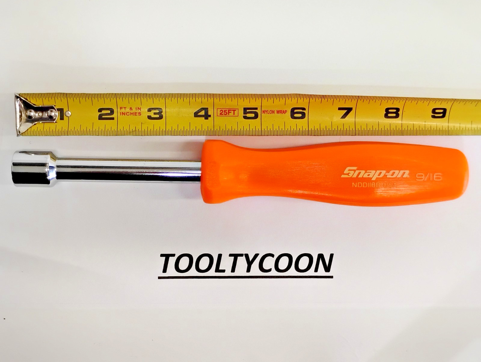 Snap-on Tools USA NEW 9/16″ SAE 6 Point ORANGE Hard Handle Nut Driver NDD118B