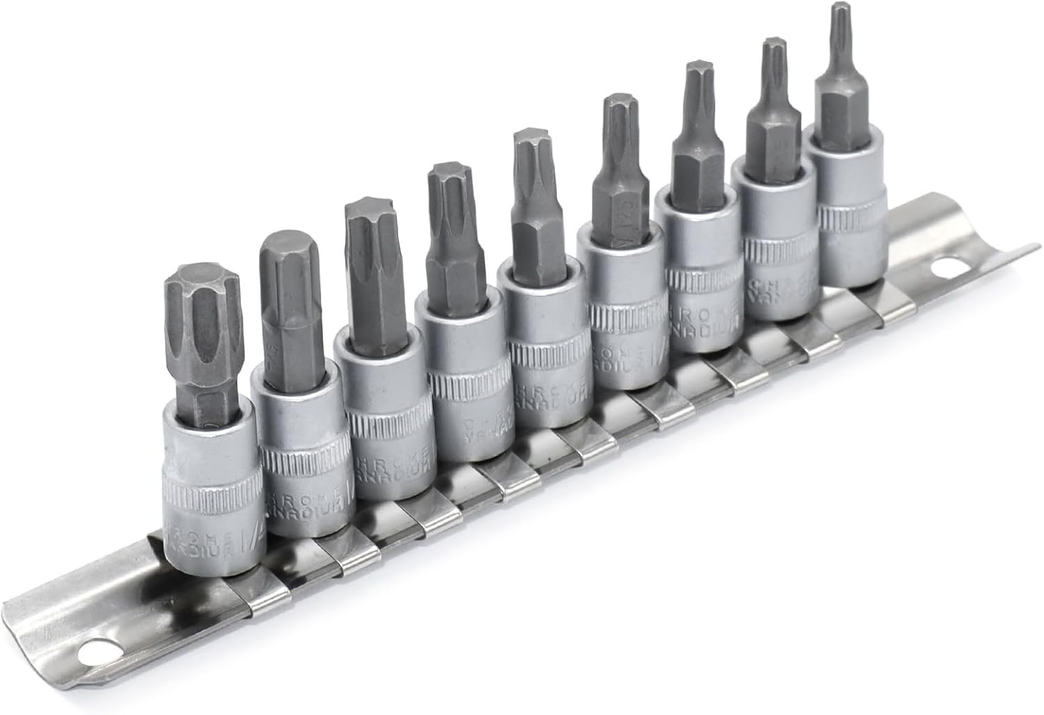 Torx Bit Socket Set 1/4″ Drive 9 Pieces T10 T50 S2 Alloy Steel
