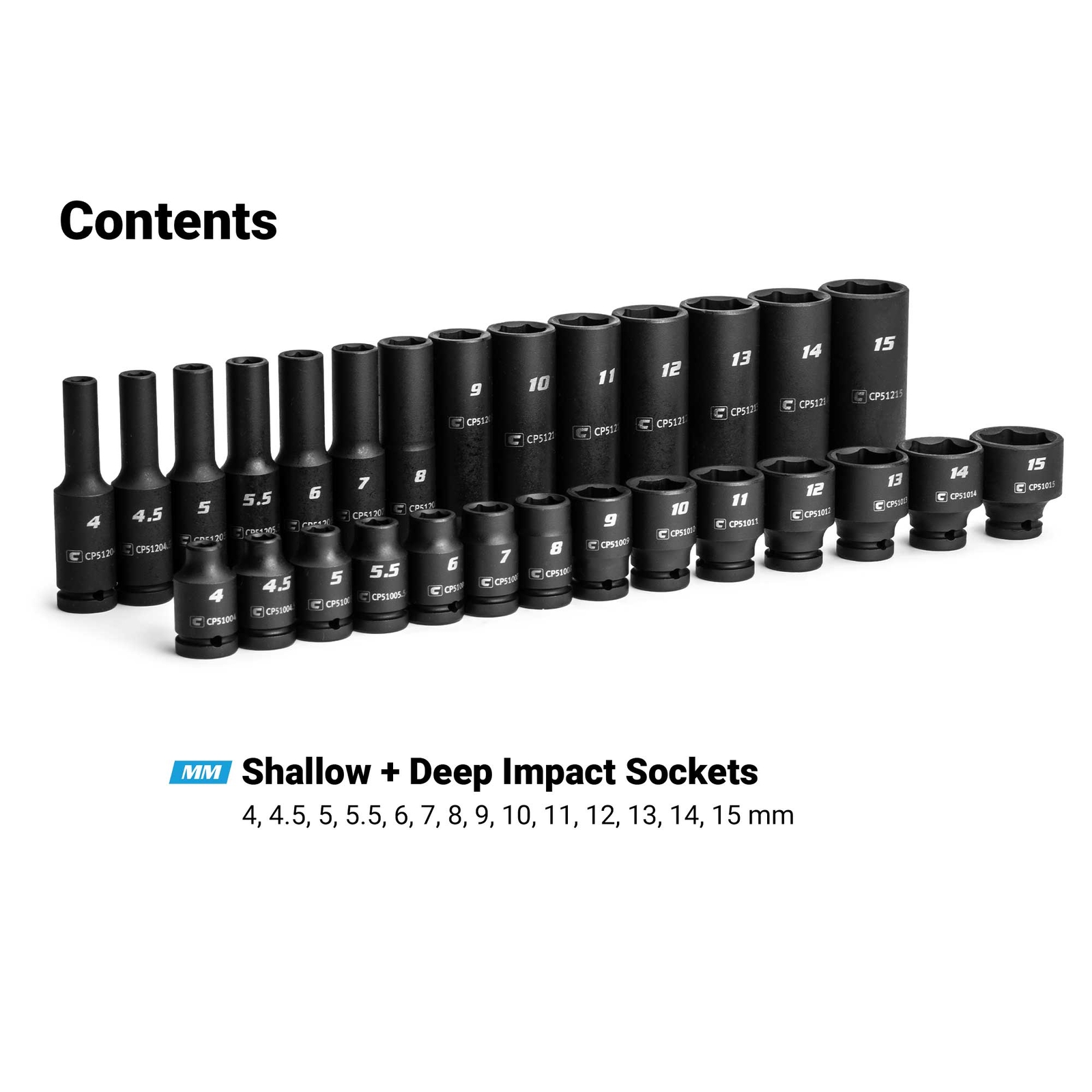 Capri Tools 1/4 in. Drive Shallow and Deep Impact Socket Set, Metric, 28-Piece