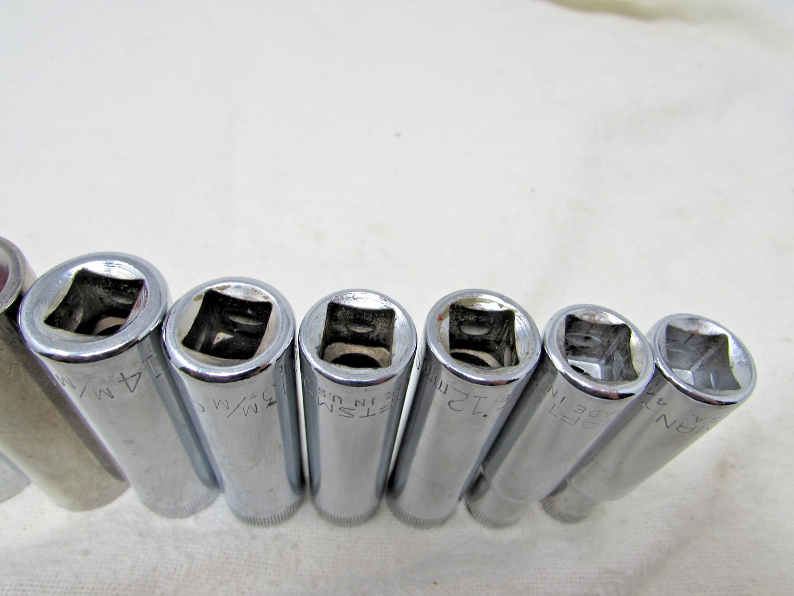 9 Craftsman USA 3/8″ Drive Deep 6 Point Metric Sockets 9mm-19mm Size -V- Era