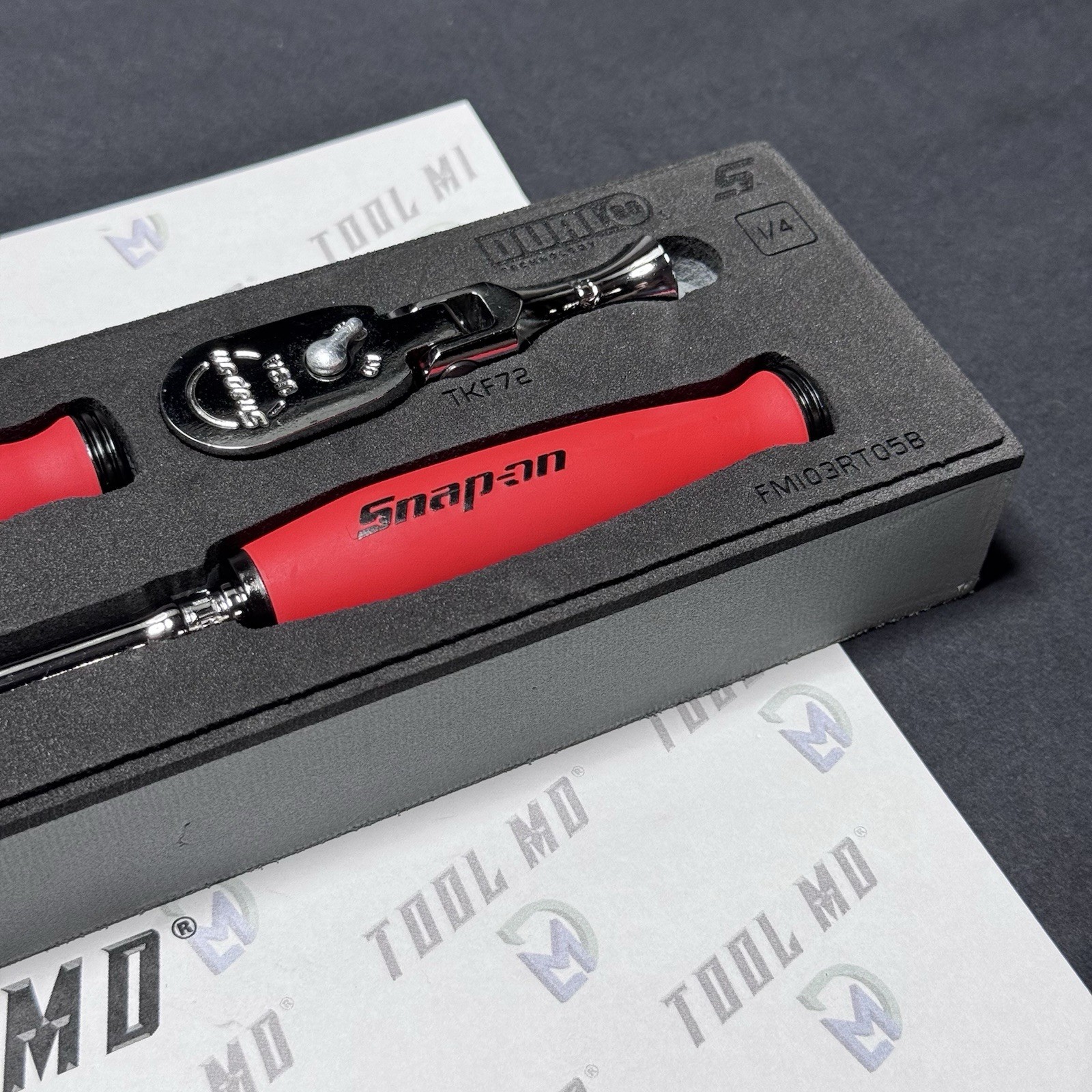 Snap-on Tools USA NEW REVERSE RED Compact 3pc 3/8″ Drive Ratchet Set 103RT05F