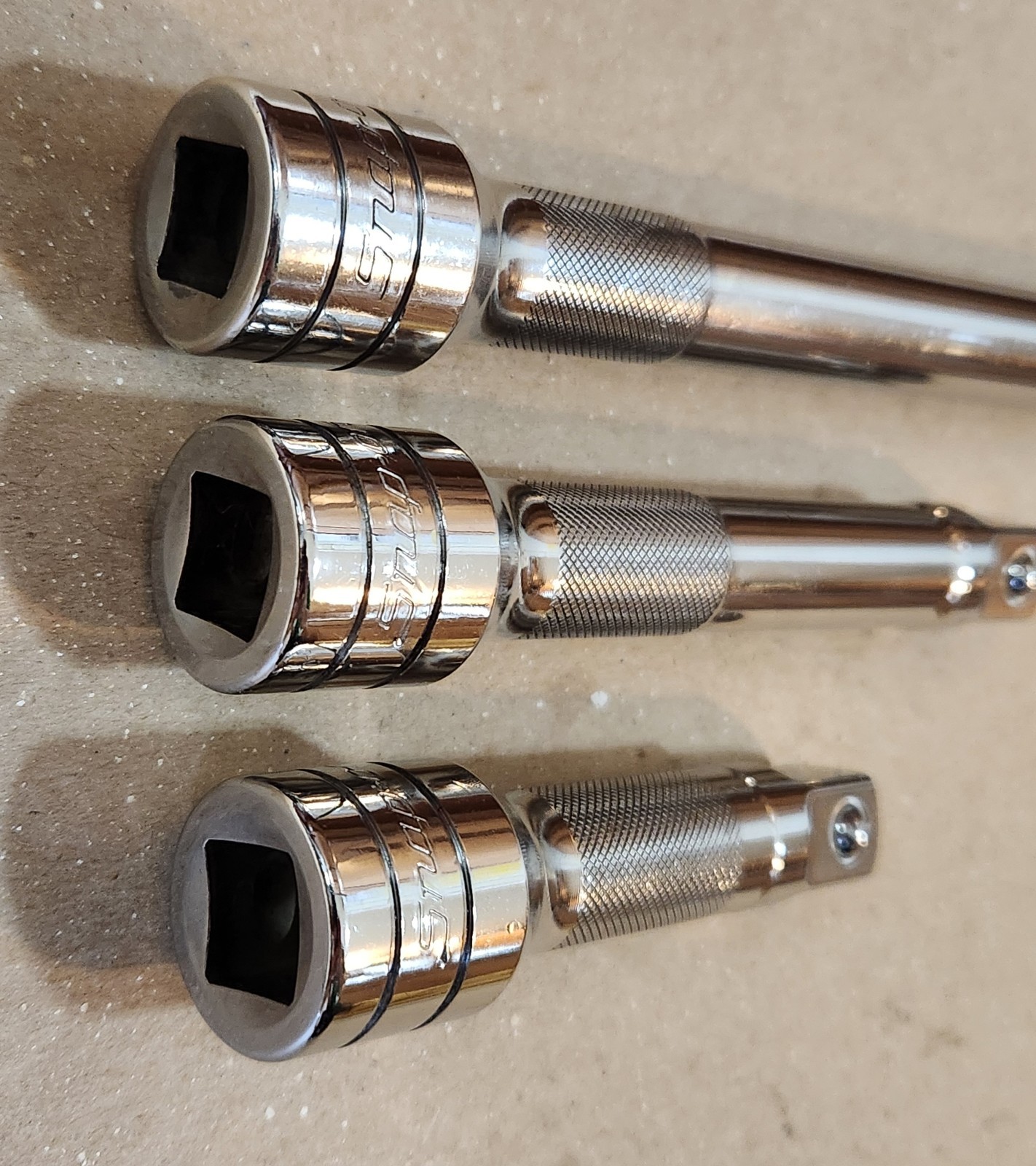 Snap On SXK3 SXK5 SXK11 3 Piece 1/2″ Drive Knurled Socket Extension Set