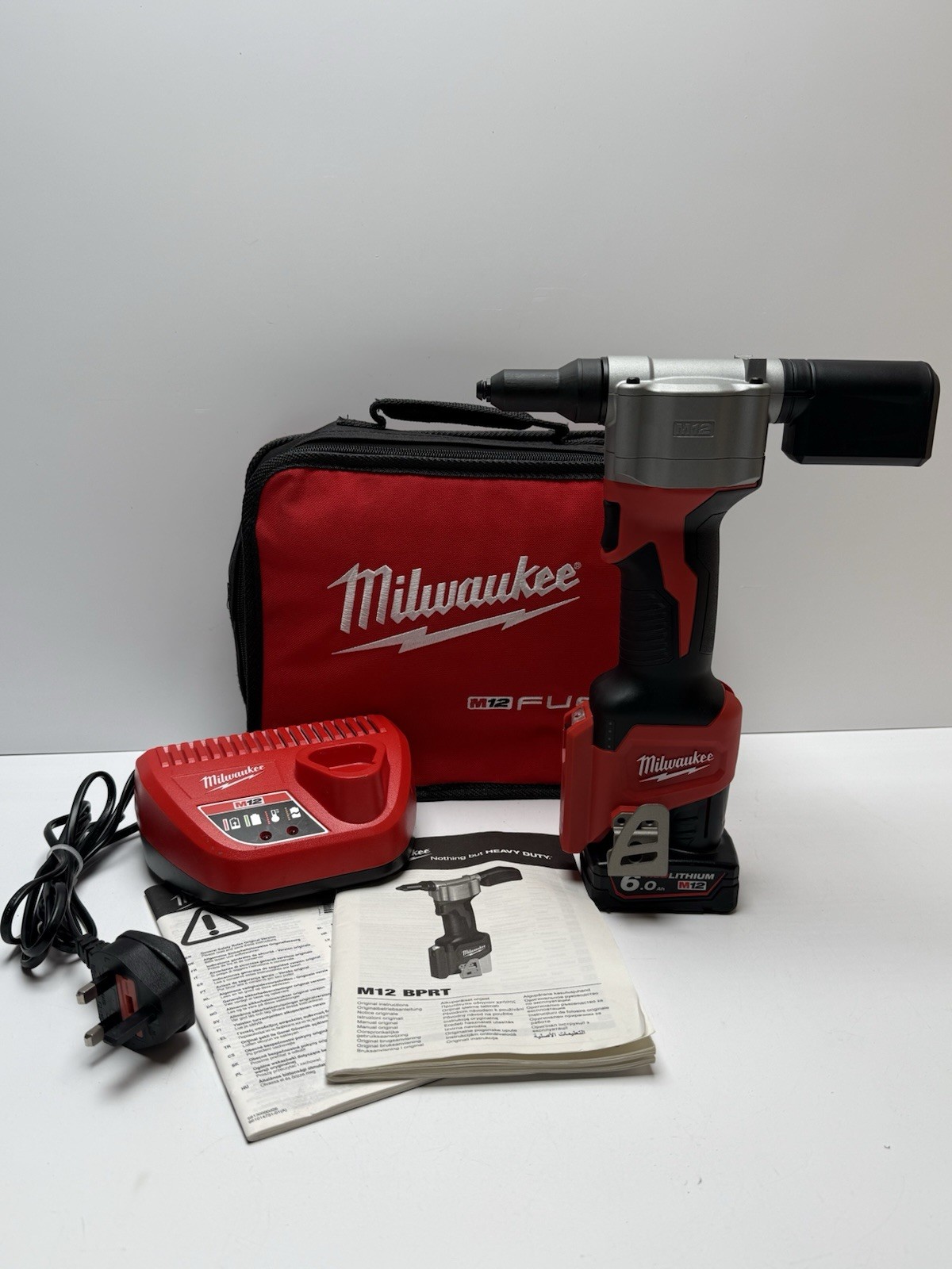 Milwaukee M12BPRT-201X 12V Pop Rivet Gun Cordless Brushless With 6 Ah Battery