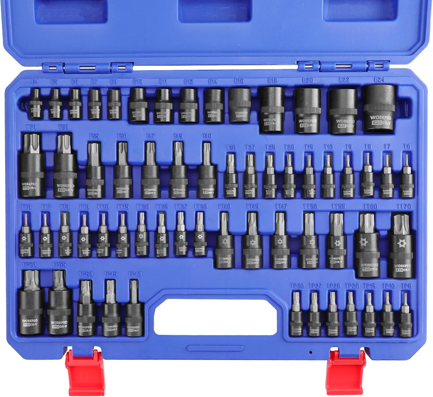 60pc Torx Bit Socket & E-Socket Set, Black Phosphate