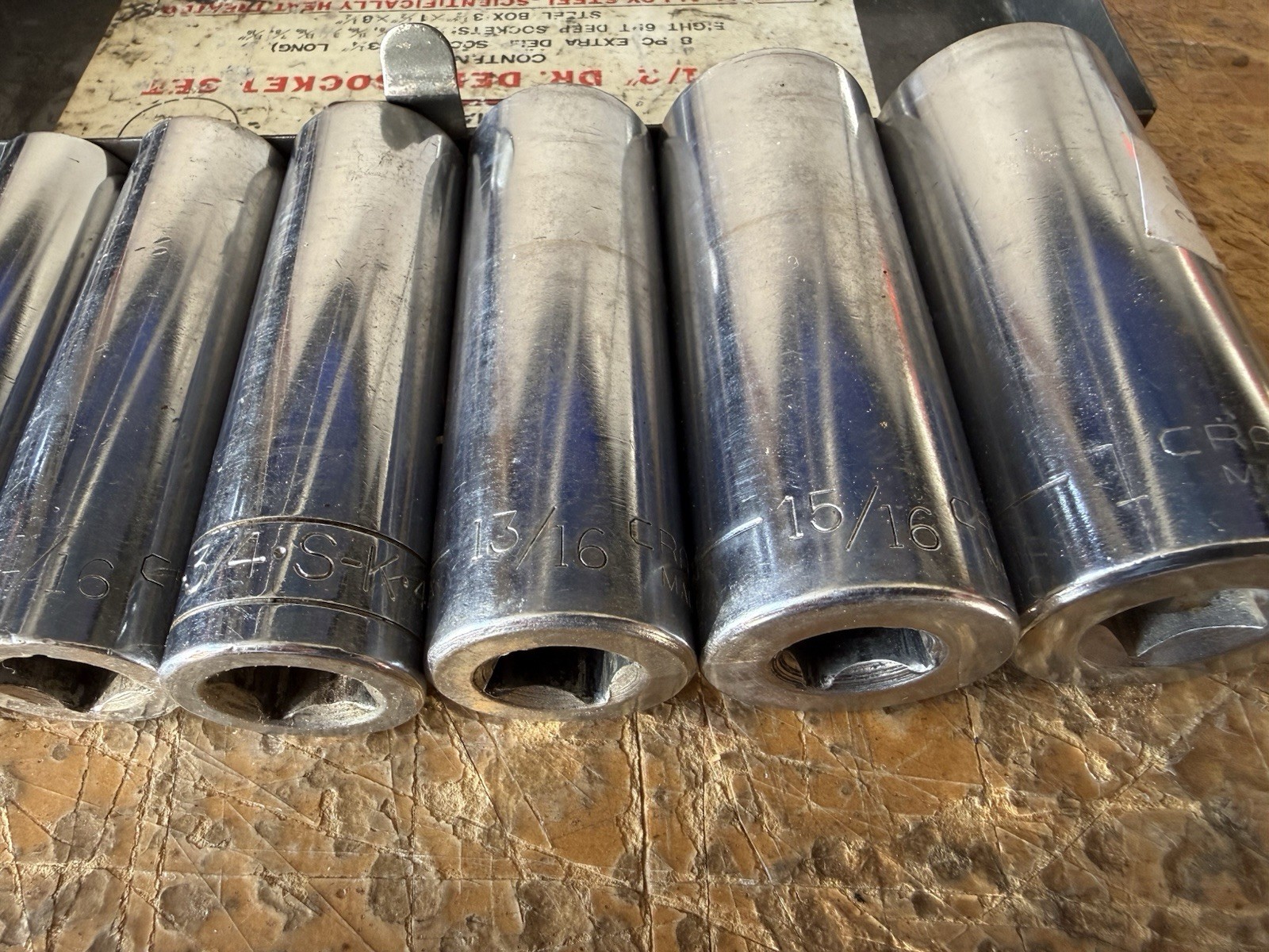USA Made 1/2” Drive Deep Socket Lot Craftsman SK Dura-Craft Metal Case