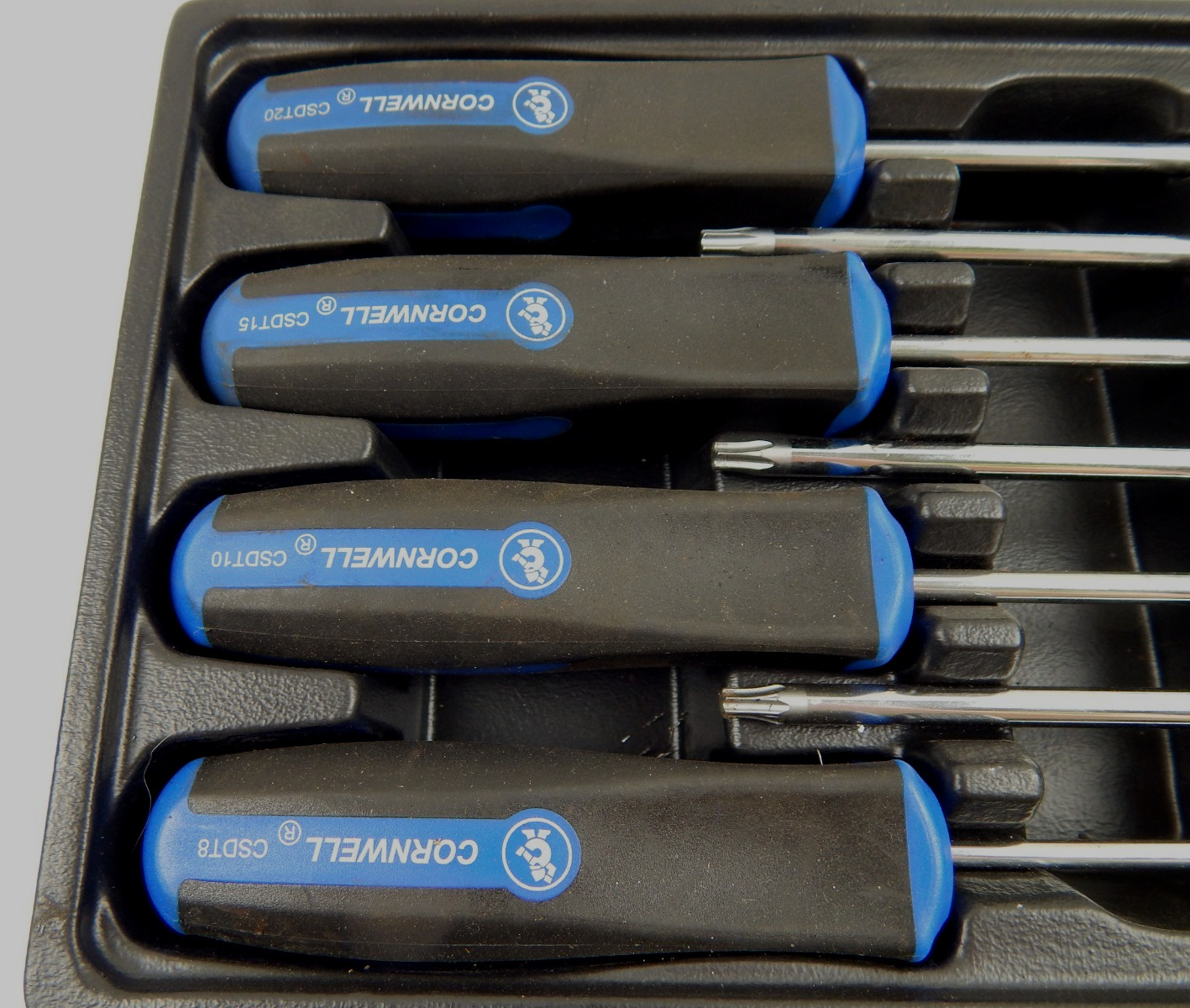 Cornwell Tools CSD7S 7pc Star Torx Screwdrivers Set T8-T30 Blue & Black w/ Tray