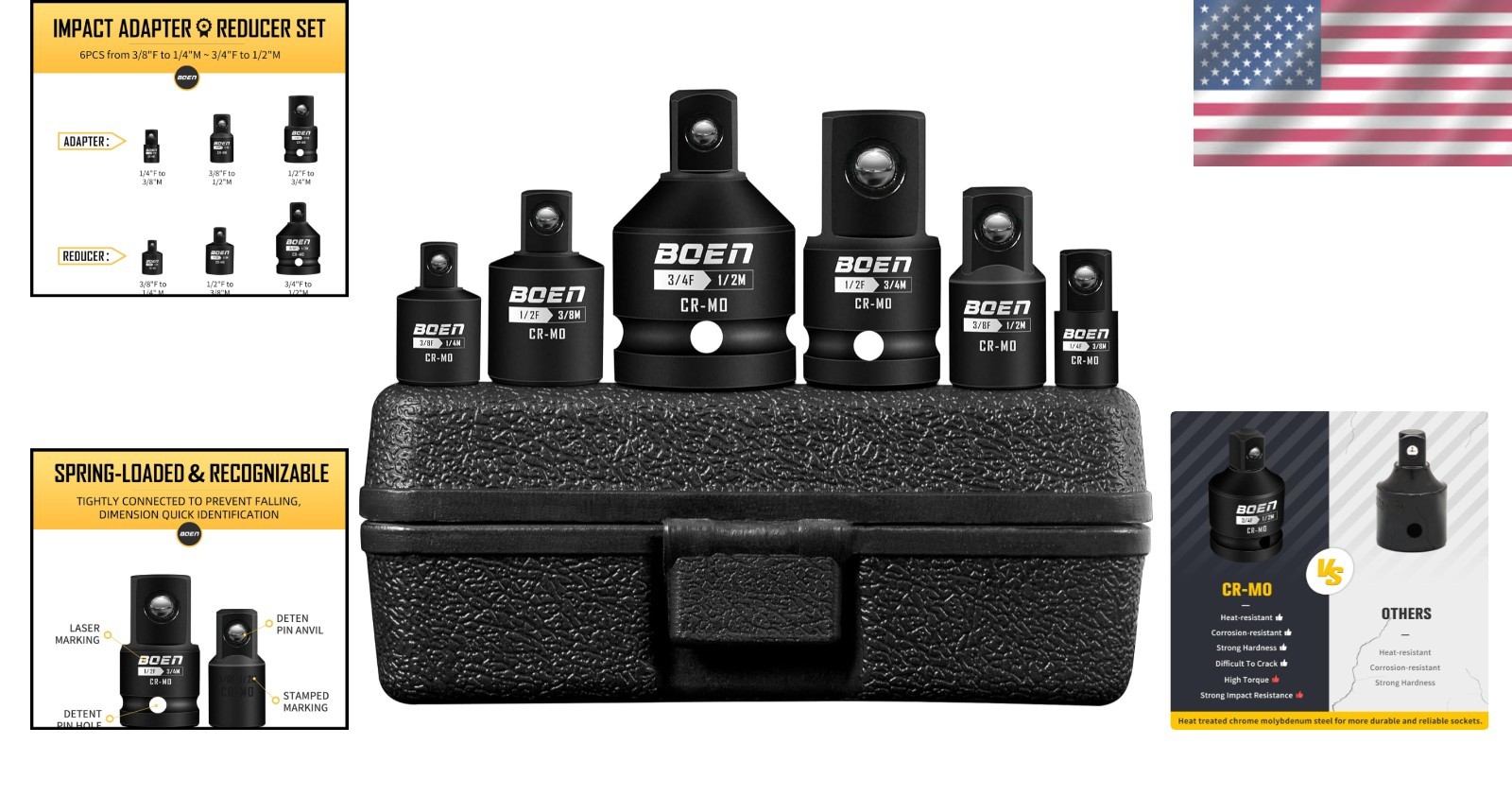 CR-MO Impact Socket Adapter Set, 6 Pieces