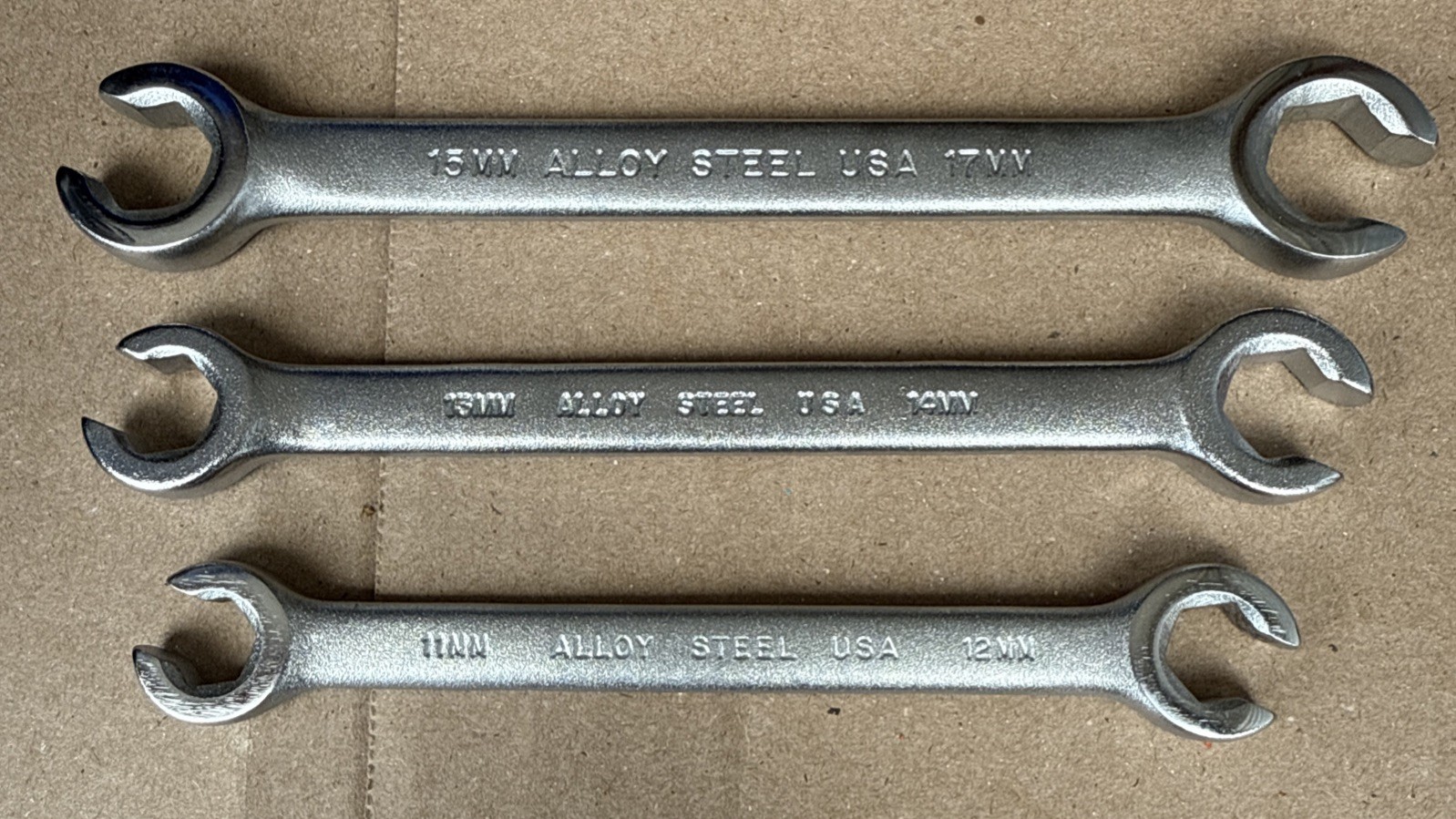 Blackhawk 3pc Metric Flare Nut / Line Wrenches 11mm – 17mm Satin Chrome USA NEW