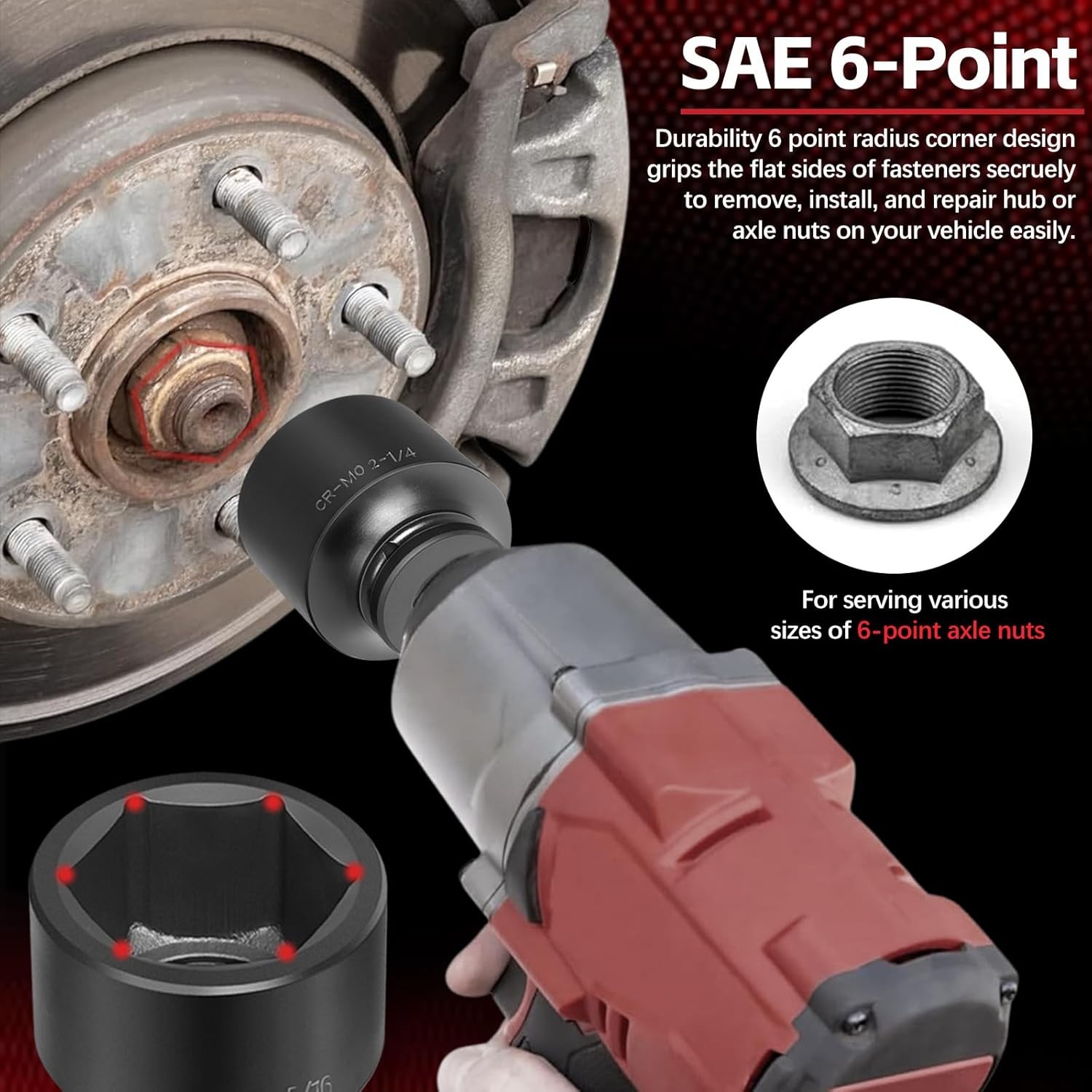 8-Piece Jumbo Impact Socket Set CR-MO 3/4″ Drive SAE 2-1/16″ to 2-1/2″ 6 Point