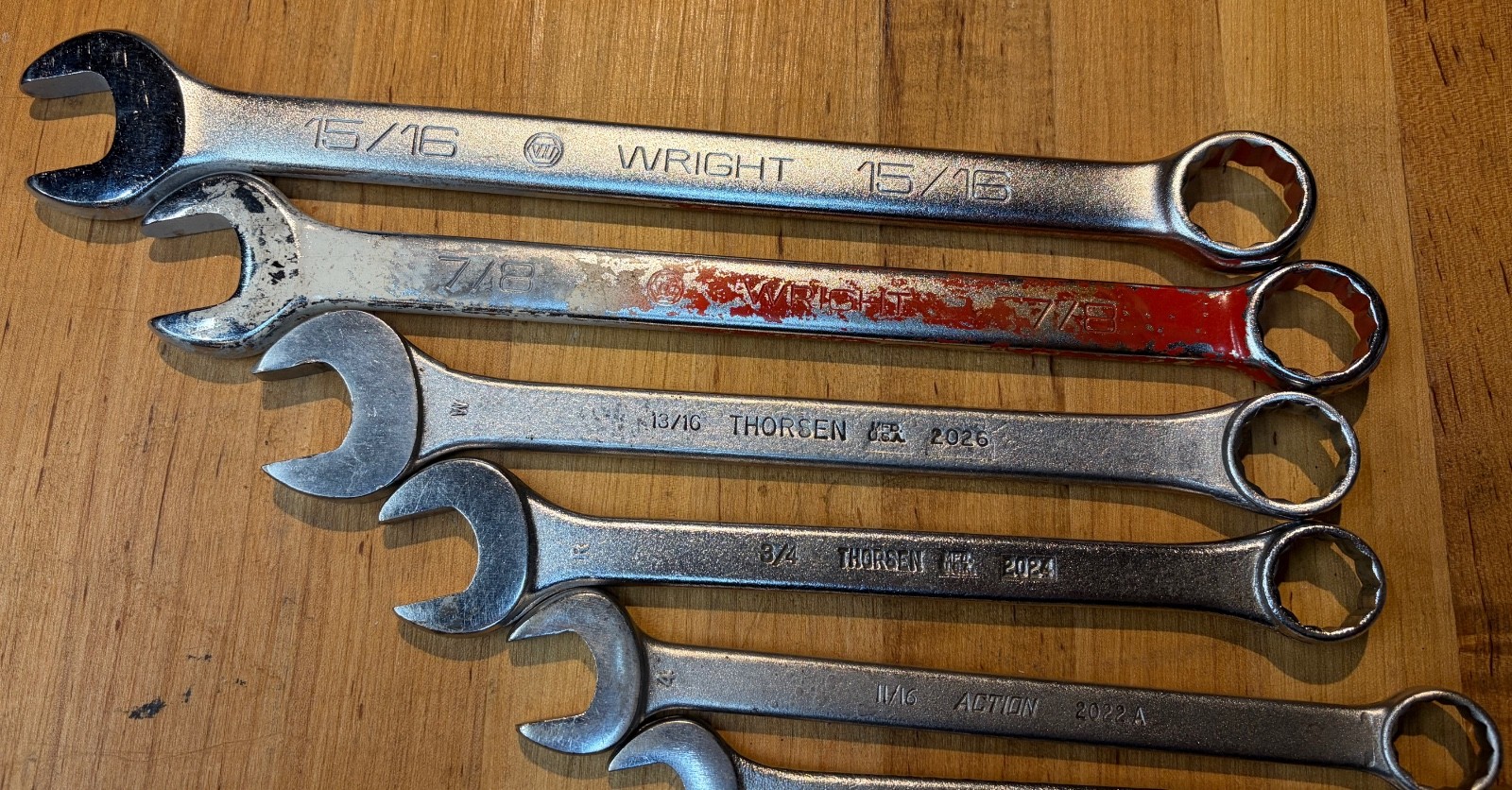 Action, Thorsen, Wright 5/16-15/16 SAE Combination Wrenches, in Canvas Roll, USA