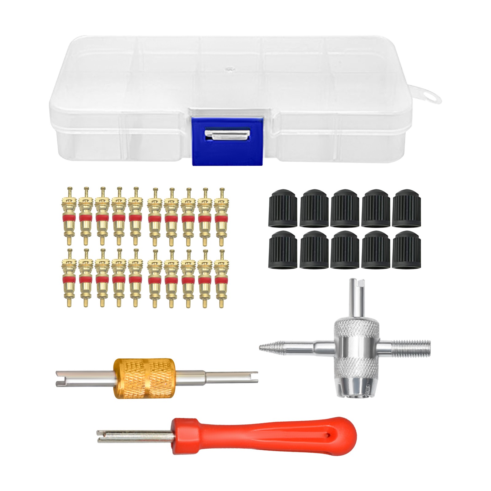 33-Piece Valve Core Removal Tool Kit Tire Valve Stem Valve Core Repair Tool