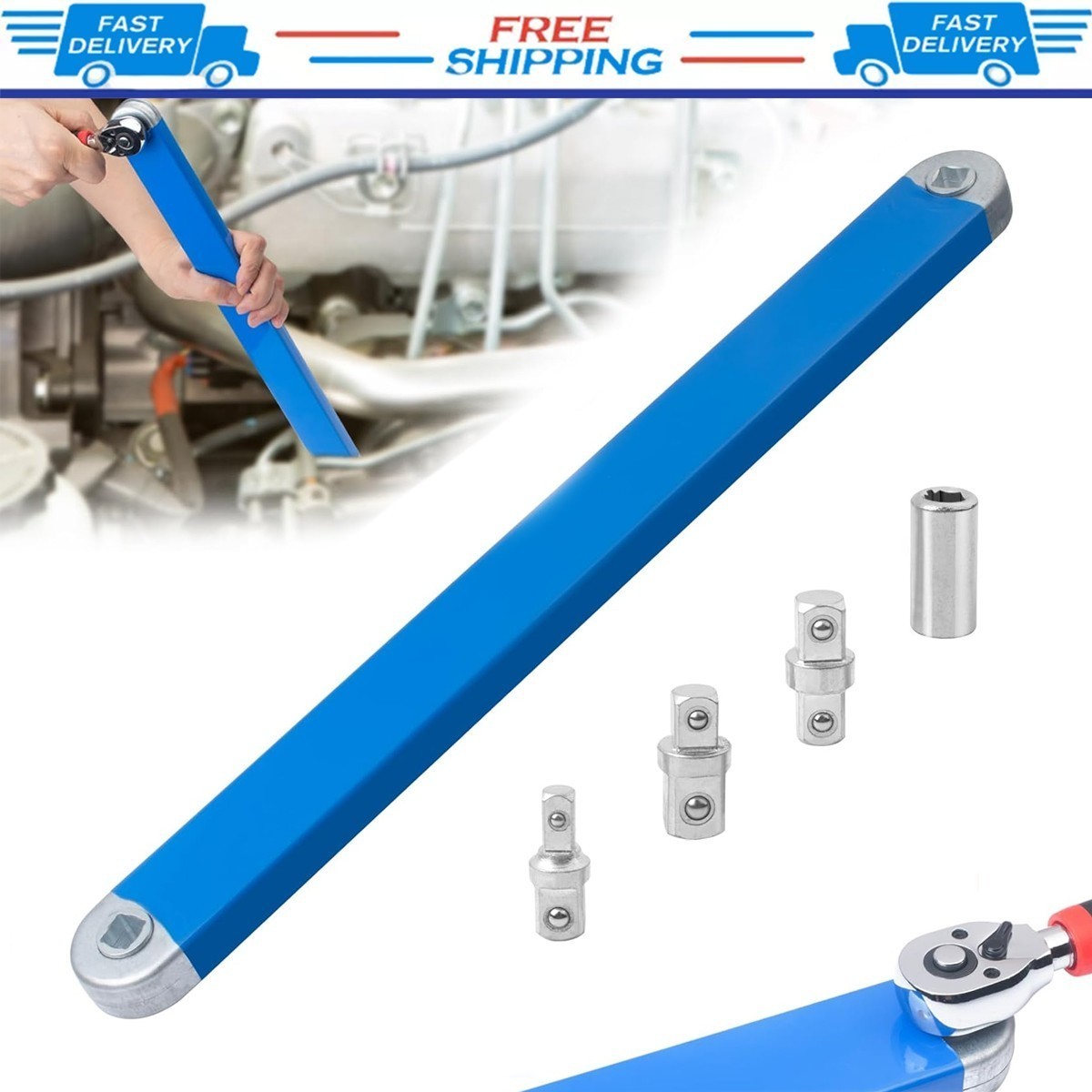 2 Pack Offset Extension Wrench Set Ratchet Spanner Wrench with Extender Shewubzu