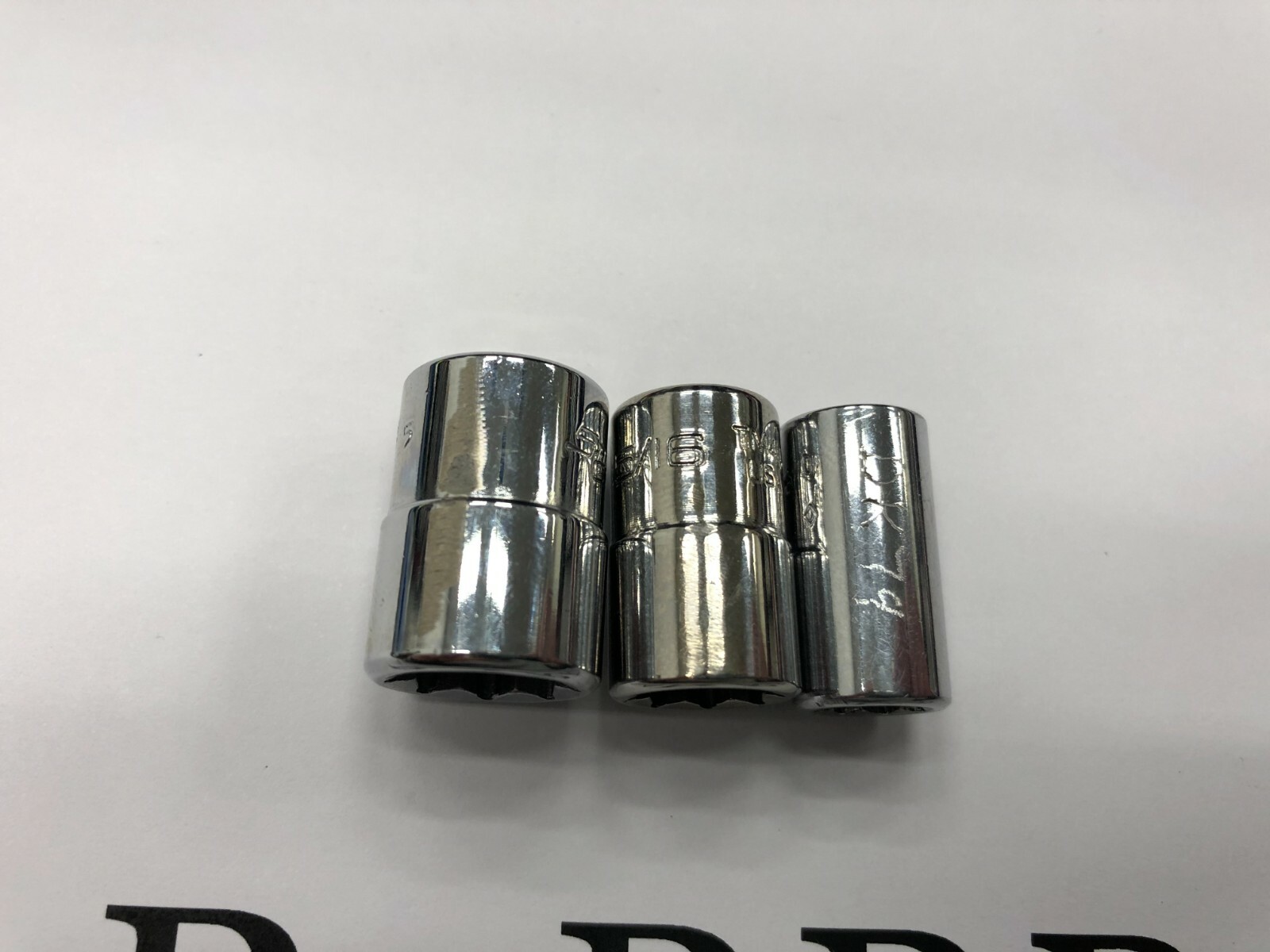 Snap-on Tools NICE 3pc 1/4″ Drive SAE 8pt Double Square Chrome Socket Lot Set id