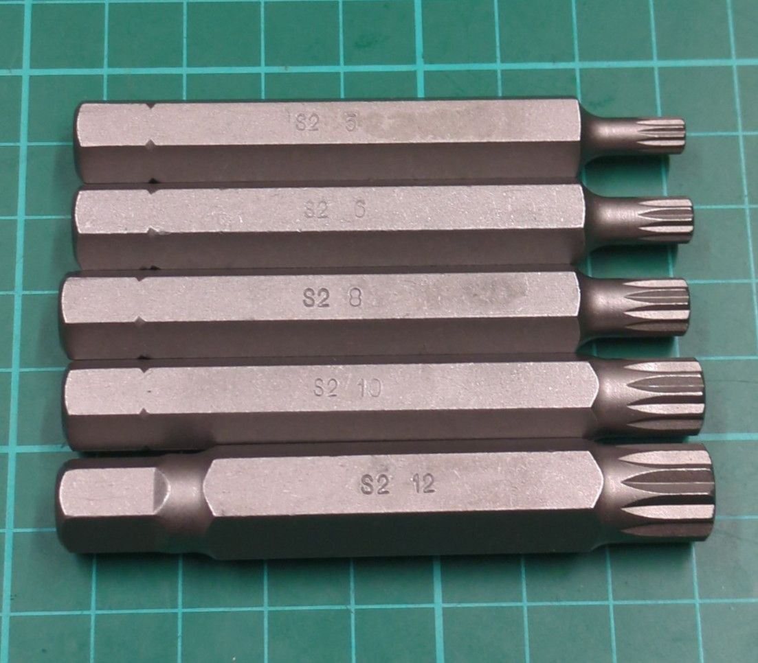 New Set Halfords Advanced Long Reach, 75mm Spline Bits 10mm Shank M5 – M12