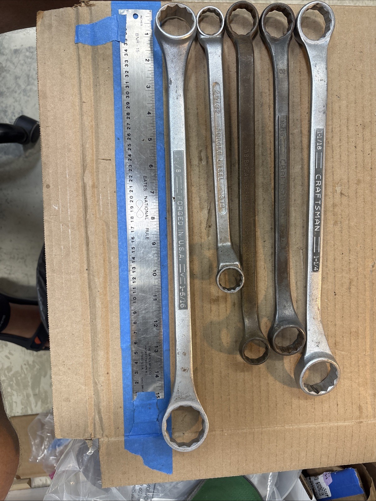 Vtg 5pc 3 Craftsman Large Double Box End Wrench + 2 Others 3/4 To 1-5/16
